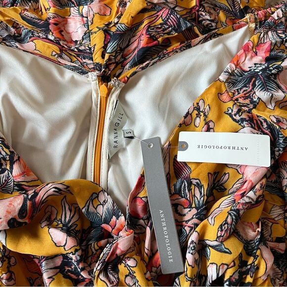 Anthropologie Ranna Gill Ruched Floral Mini Dress NEW Size Small - Picture 8 of 10